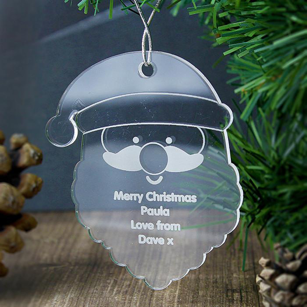 personalised Xmas tree decoration clear acrylic bauble 3mm thick round plexiglass Christmas ornament with engraved name