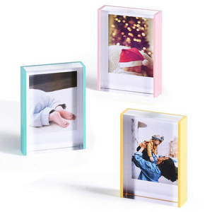 Wallet Size Instax Crystal Mini Acrylic Picture Frames 2x3" Fujifilm Polaroid Picture Frame Yellow Green Pink Custom Color