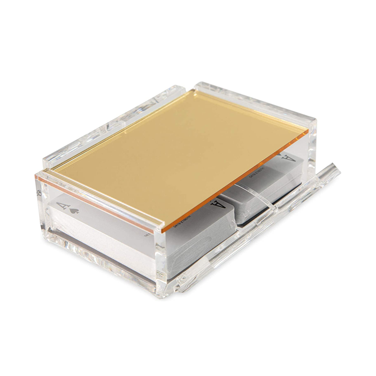 Acrylic Canasta Card Holder Tray 2 Decks of Playing Cards Acrylic Box with Sliding Lid and Revolving Base