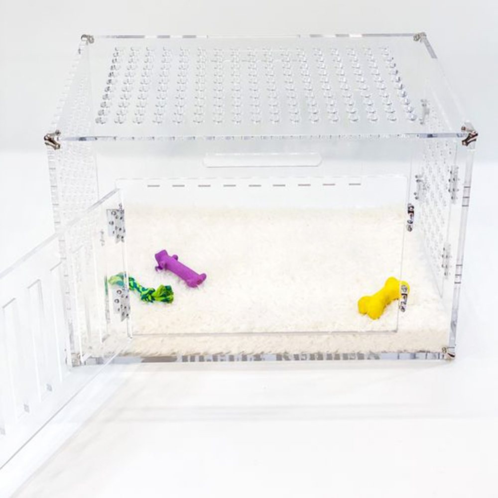 pet accessories supplier clear pet kennel custom lucite acrylic dog crate house with locking