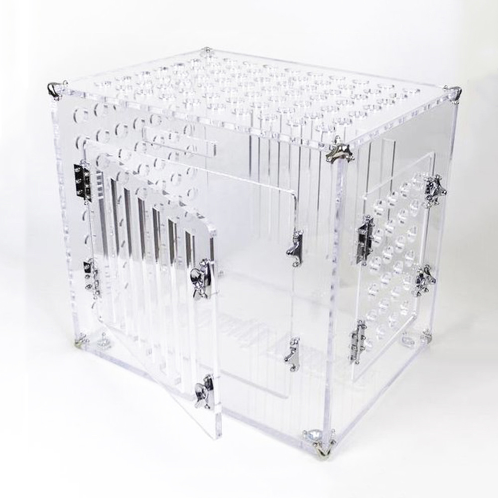 pet accessories supplier clear pet kennel custom lucite acrylic dog crate house with locking