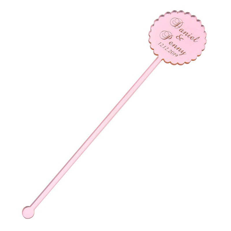 Personalized laser Engraved Round Acrylic Mirror Drink Stirrer Swizzle Sticks For Baby Shower Wedding Gift Decor Party Gift