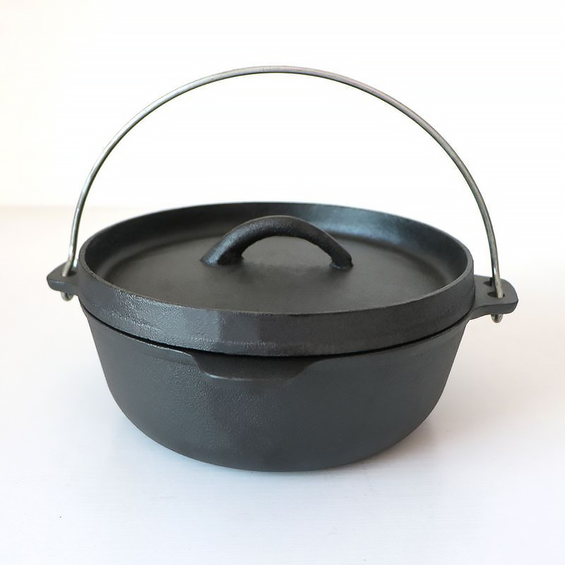 SJP070 Outdoor Camping Kitchen ware black dutch oven soup cooking pot cast iron casserole Cookware