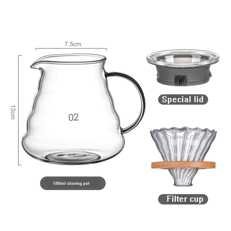 SJB106 Clear Standard Coffee Carafe Drip Pour Over Coffee Server Pot 02 300ml Glass Coffee Server