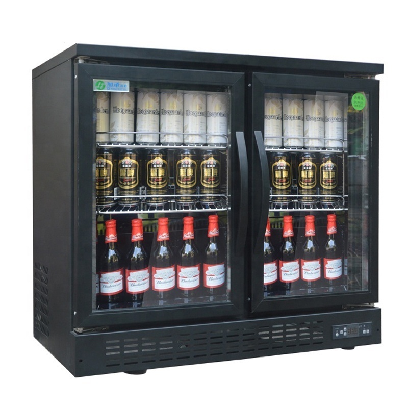 Bar/KTV two doors display fridge freezer 200L under counter beer cooler