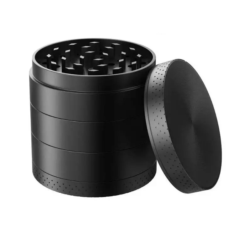 Portable Mini Five Layer Part Tobacco Smoke Manual Black Metal 2.2 Inches Herb Grinder for Smoking