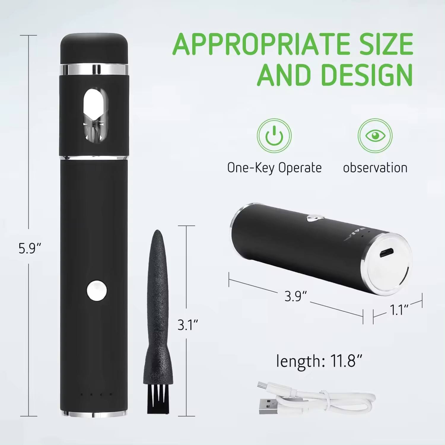 Good quality cordless mini rechargeable portable automatic electric herb grinder pen