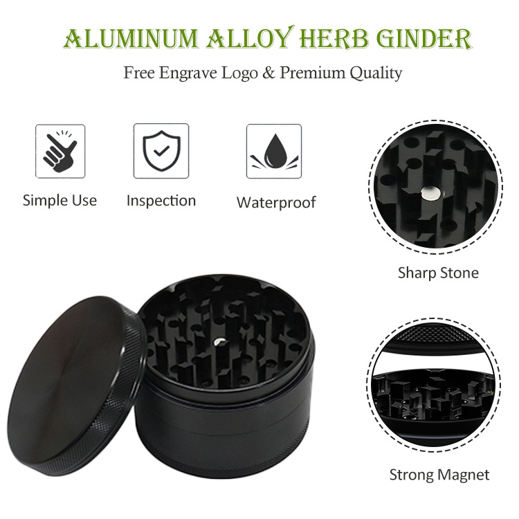 Aluminum Alloy Machine Logo Metal 4 Parts Grinder Herb Custom Decoration Cool Herb Grinder