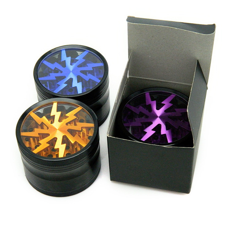 High Quality Aluminum 2.5 inch Lightning Herb Grinder for Smoking Metal Grinder Herb Custom Spice Crusher