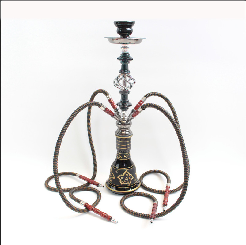 Wholesale Shisha Hookah Four Hoses Medium 59cm Set Glass Metal Custom Hot Selling Arab Hookah Accessories