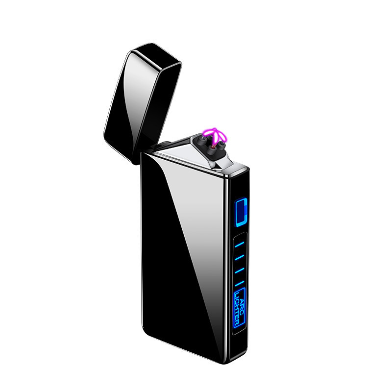 Hot sale Custom Plasma Cheap Windproof Custom Dual Arc Lighter With Battery Display Notch electronic lighter