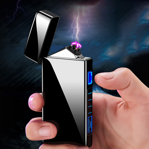 Hot sale Custom Plasma Cheap Windproof Custom Dual Arc Lighter With Battery Display Notch electronic lighter