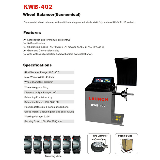 micro precision wheel balancer calibration electric static tire launch wheel balancer kwb-402 wheel balancer with CE