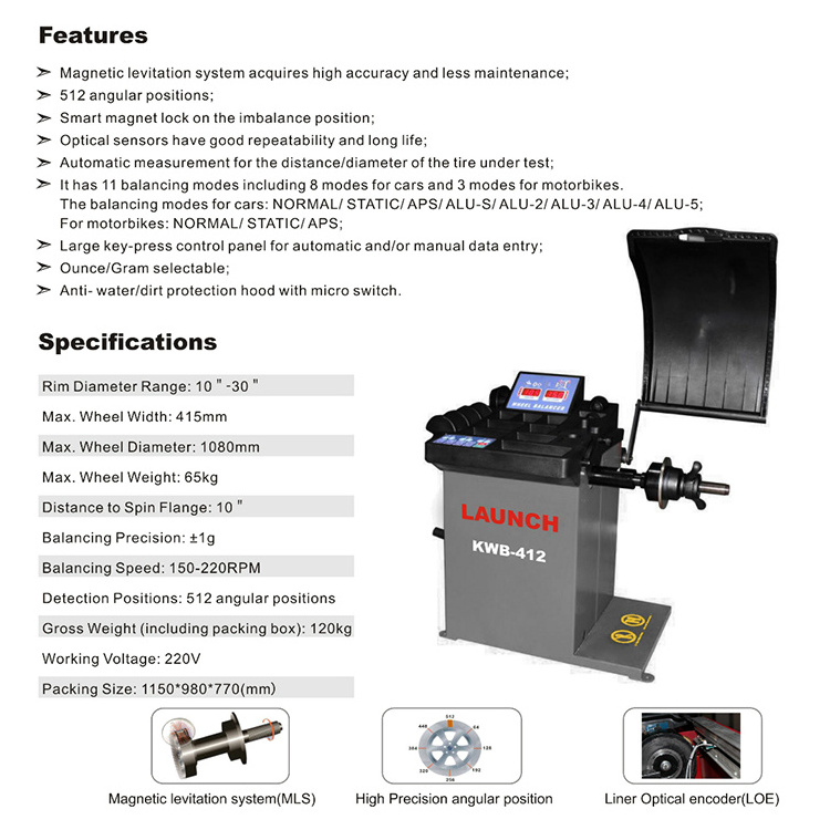 LAUNCH KWB-412 used balancer launch wheel balancer tire vulcanizing machine for sale