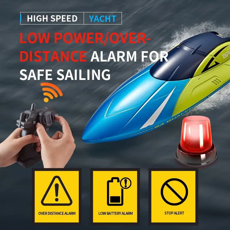 S4 Mini Remote Control Boats 15km/h Highspeed Double Propollers Water Sensing Race Speedboat Rechargeable Toys 2.4GHz RC Boat