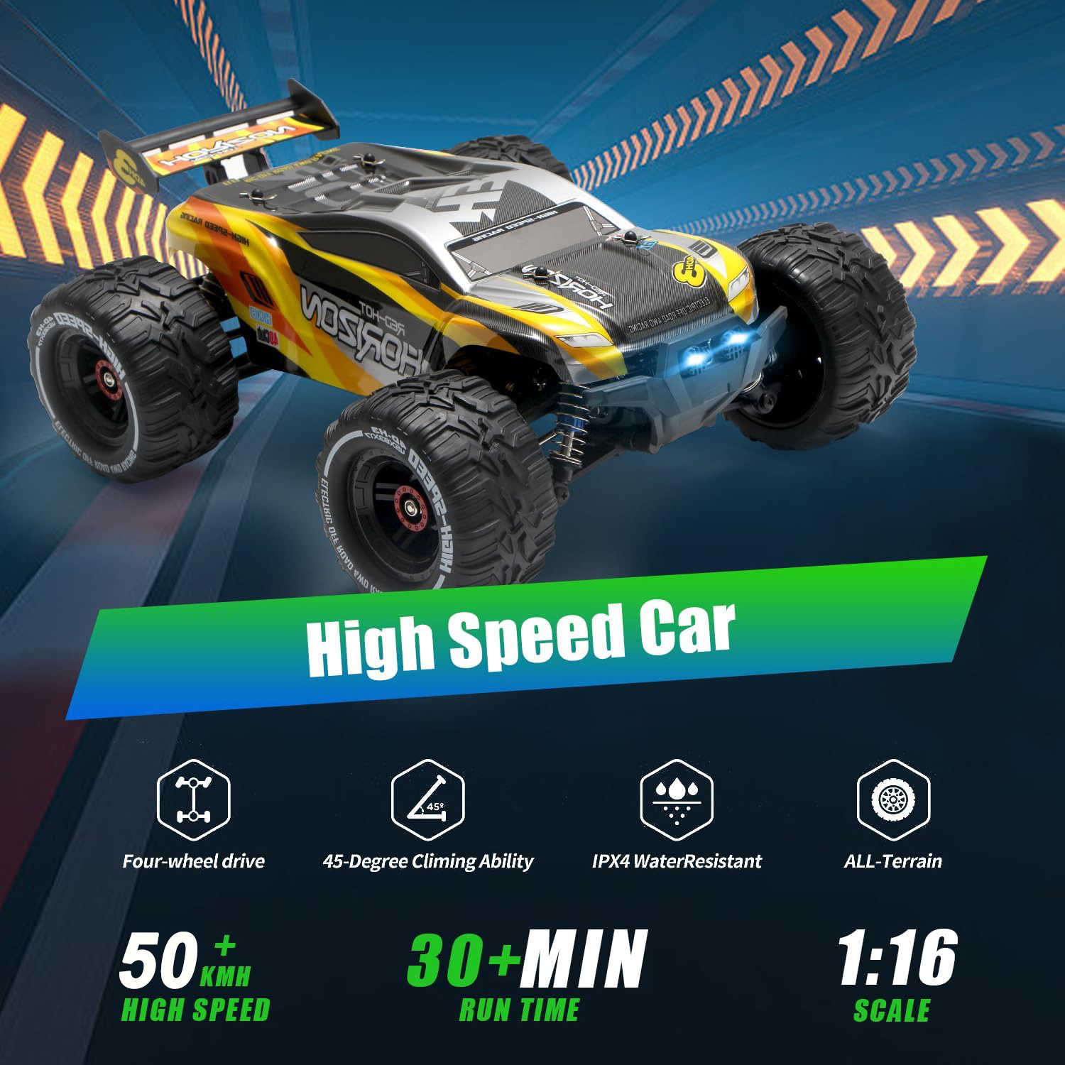 H3 Drift Rc Truck 4WD Remote Control All Terrain Off-Road Vehicles Professional Racing 1/16 Scale High Speed RC Car with Lights