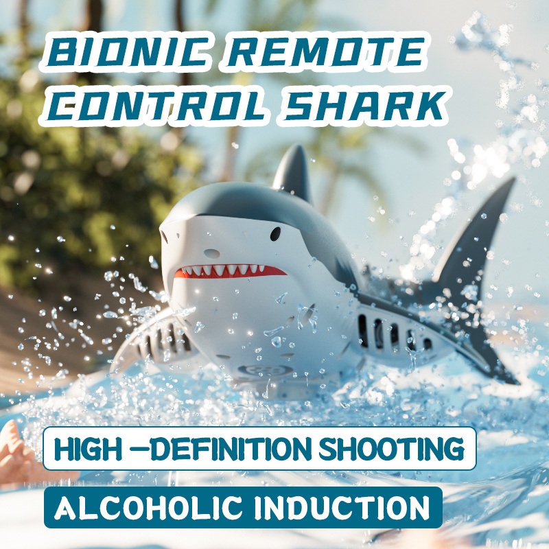 simulation waterproof rc shark toy outdoor playing remote control marine animal toy kids assembly rc shark toy in water