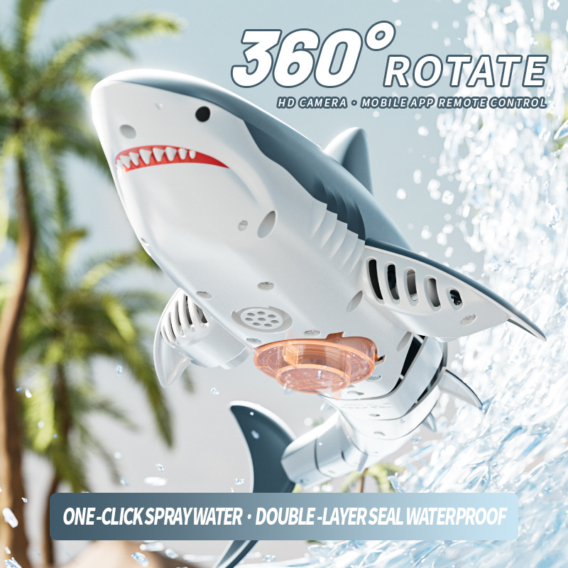 simulation waterproof rc shark toy outdoor playing remote control marine animal toy kids assembly rc shark toy in water