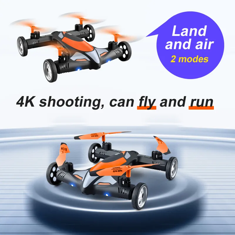 V11 RC Drone HD 4K Camera Remote Control Air-Ground Flying Car Dual Mode Toy WIFI FPV Image Transmission Airplane with LED Light