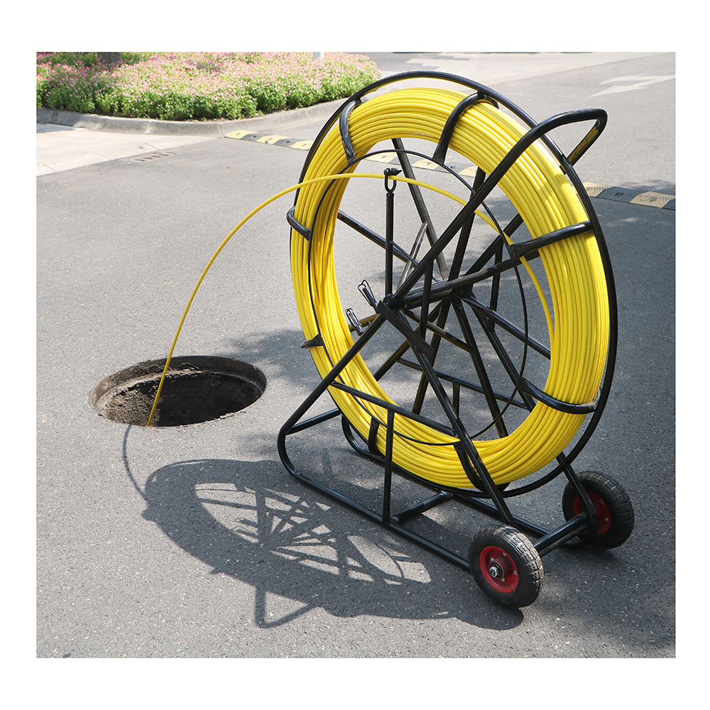 8mm 200m Fiberglass Reel Cooper Wire Fiber Cable Running Duct Rodder Fishtape Puller And Push Rod For Underground Cable Laying