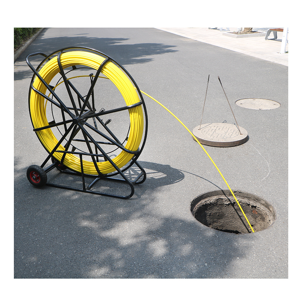 8mm 200m Fiberglass Reel Cooper Wire Fiber Cable Running Duct Rodder Fishtape Puller And Push Rod For Underground Cable Laying