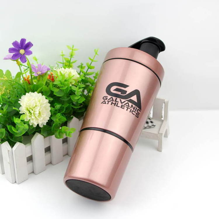 Stainless Steel Protein Mixer Shaker Cup Bottle, 750ml two layers Protein Shaker