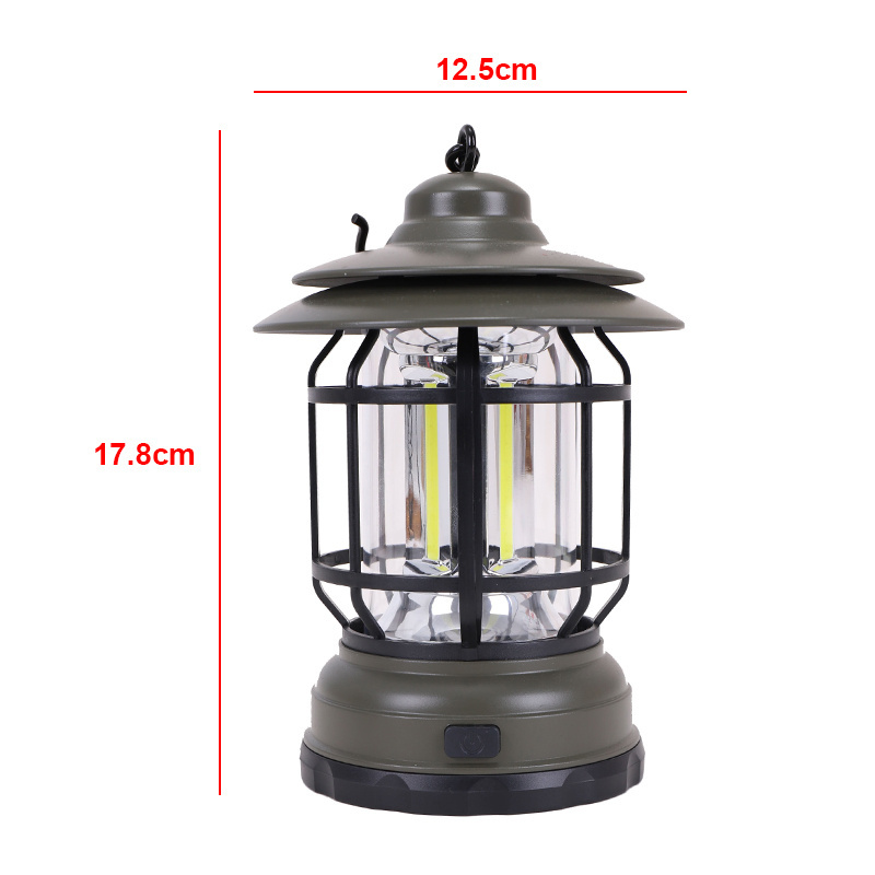 Portable  LED Camping Light AA Battery Tent Retro Led Camping Lantern Lights Outdoor Ceiling Lamp Retro Railroad Lantern