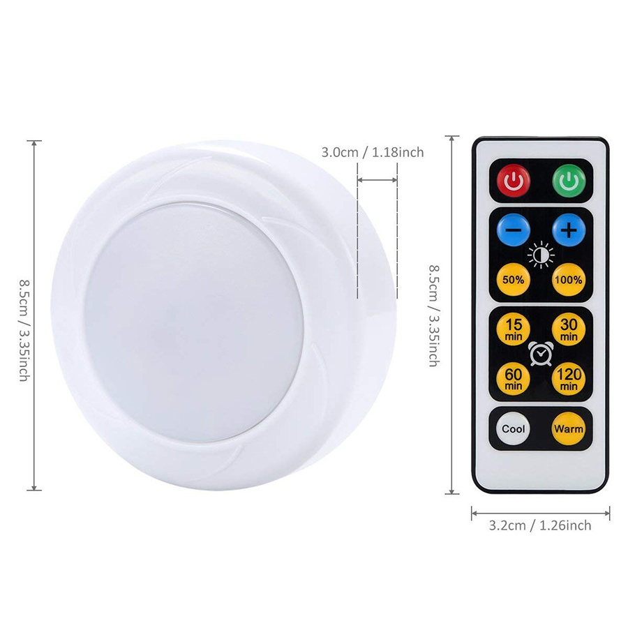 Cordless Switch Battery Operated Dimmable Wall Touch Under Closet Remote Control Pat Led Puck Night Light For Kitchen Cabinet