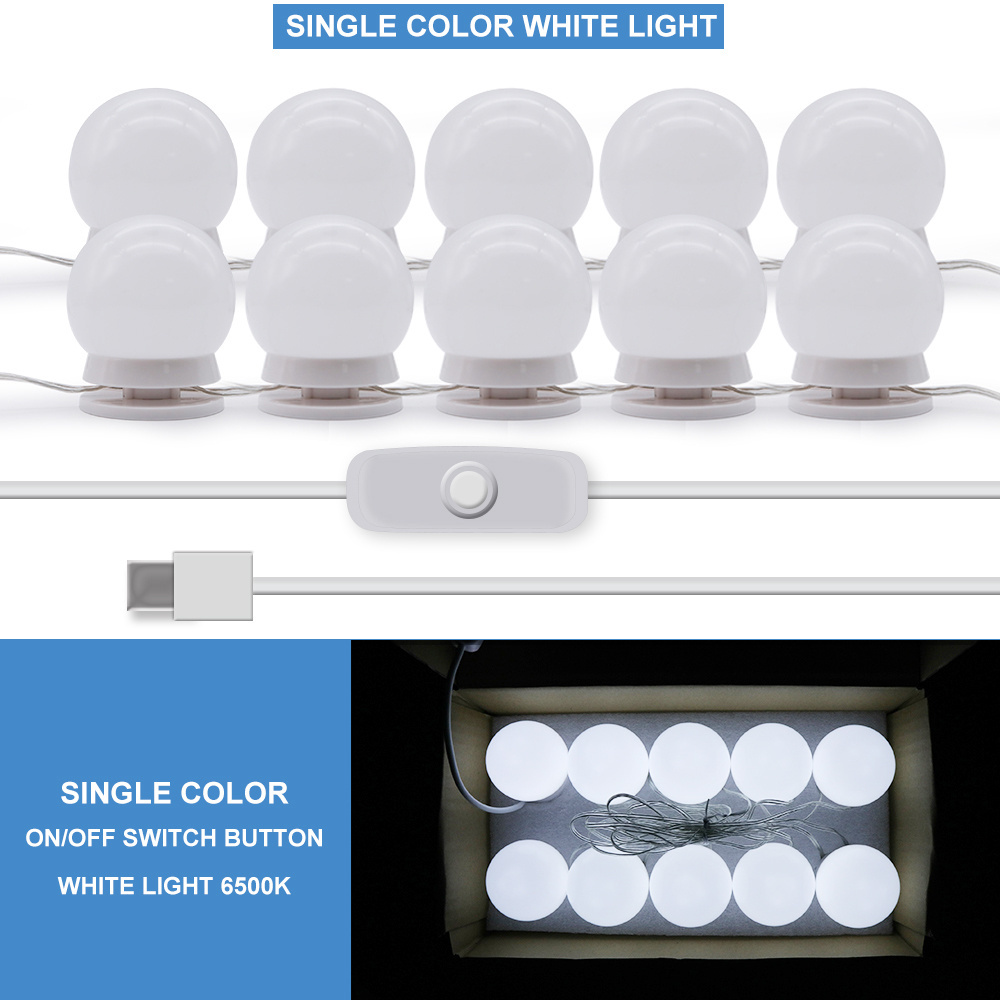 Hollywood Style USB Vanity Lights 10PCS LED Bulb Dimmable Makeup Mirror Light For Dressing Table