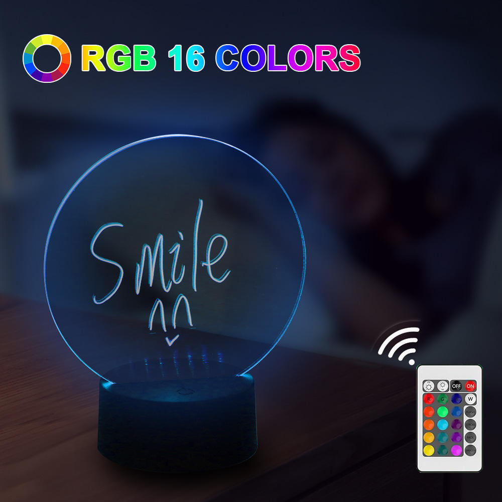 16 Colors Night Light Base Erasable Writing Board Creative Night Light Diy Rgb Led Message Acrylic Writing Board Light