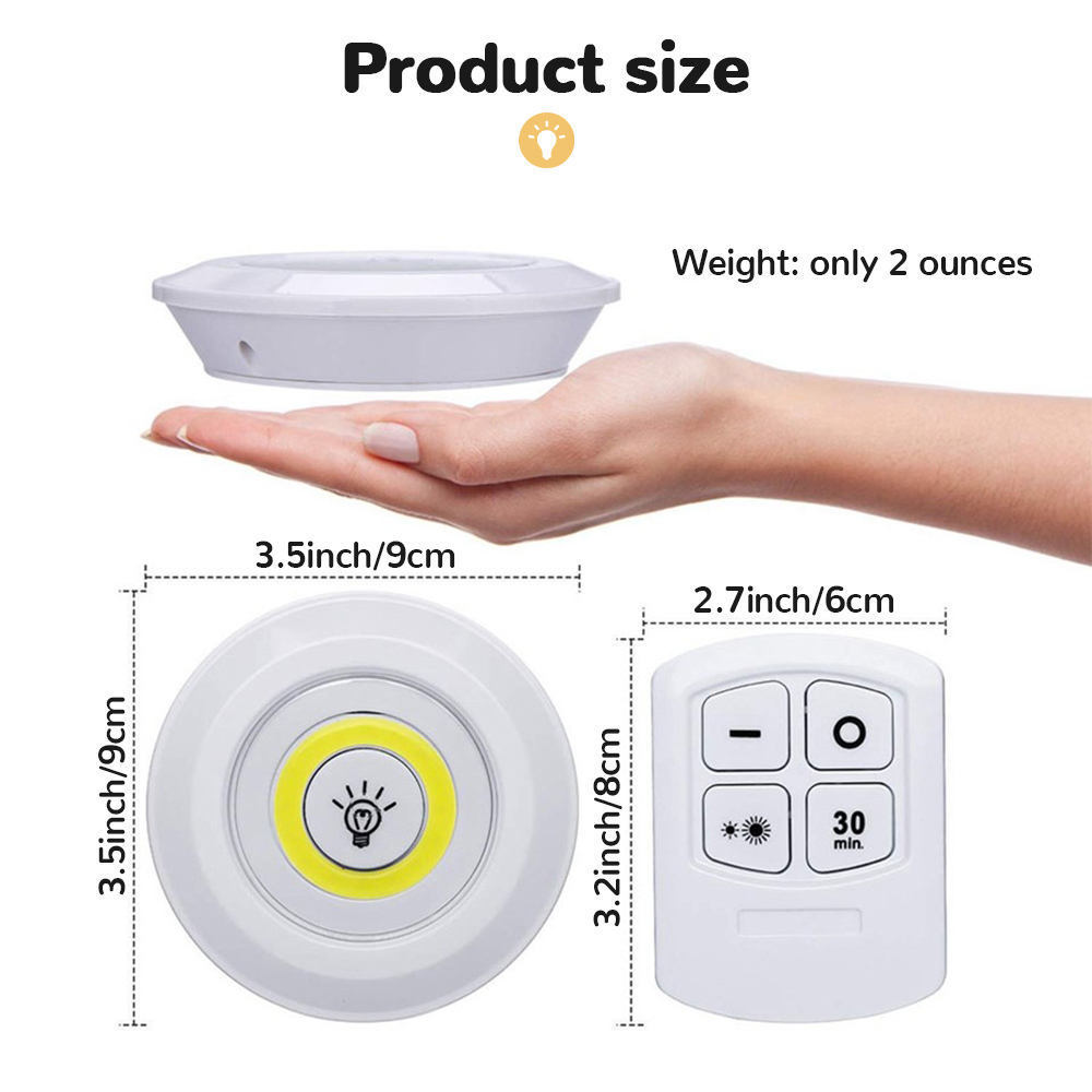 Super Bright 3w Kitchen Wireless Remote Control Dimmable Wardrobe Night Lamp Home Bedroom Led Night Cabinet Light