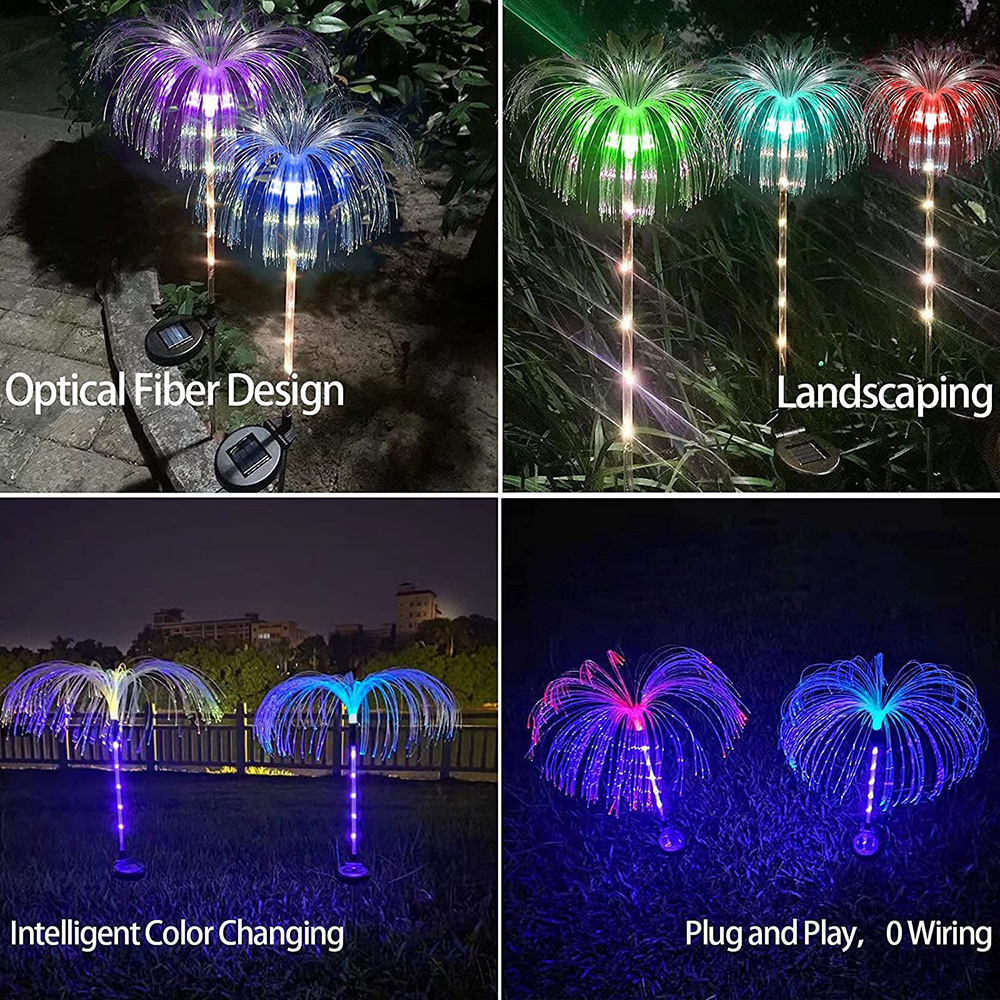 Waterproof Fiber Optic Decorative Solar Lights Outdoor Jellyfish Night Garden Light