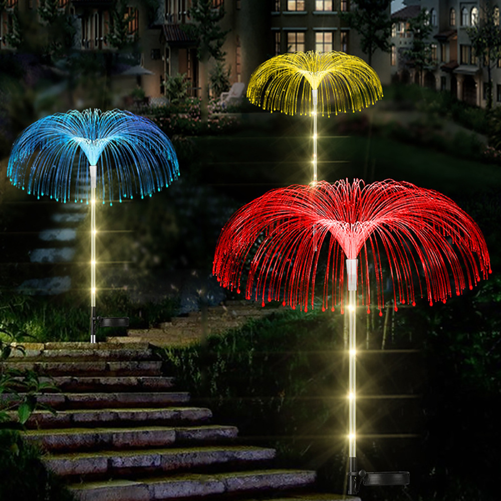 Waterproof Fiber Optic Decorative Solar Lights Outdoor Jellyfish Night Garden Light