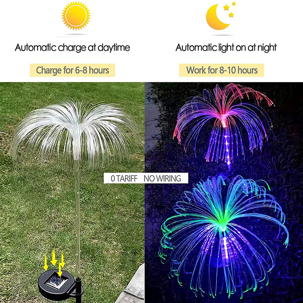 Waterproof Fiber Optic Decorative Solar Lights Outdoor Jellyfish Night Garden Light