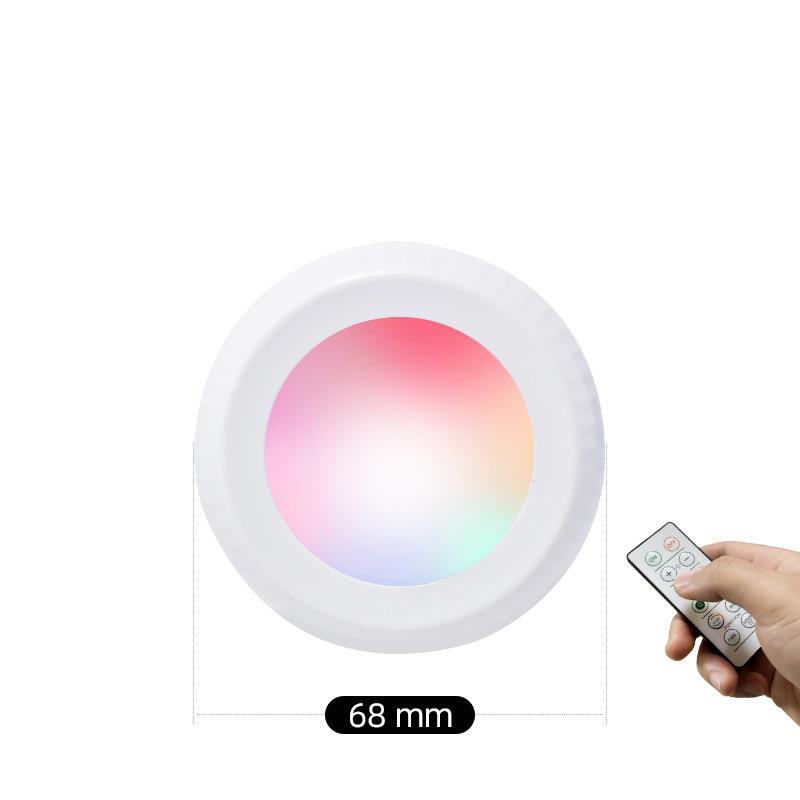 Wireless RGB RGBW LED Puck Light with Remote Control Under Cabinet Closet Light Stick On Lights For Kitchen Wall Wardrobe