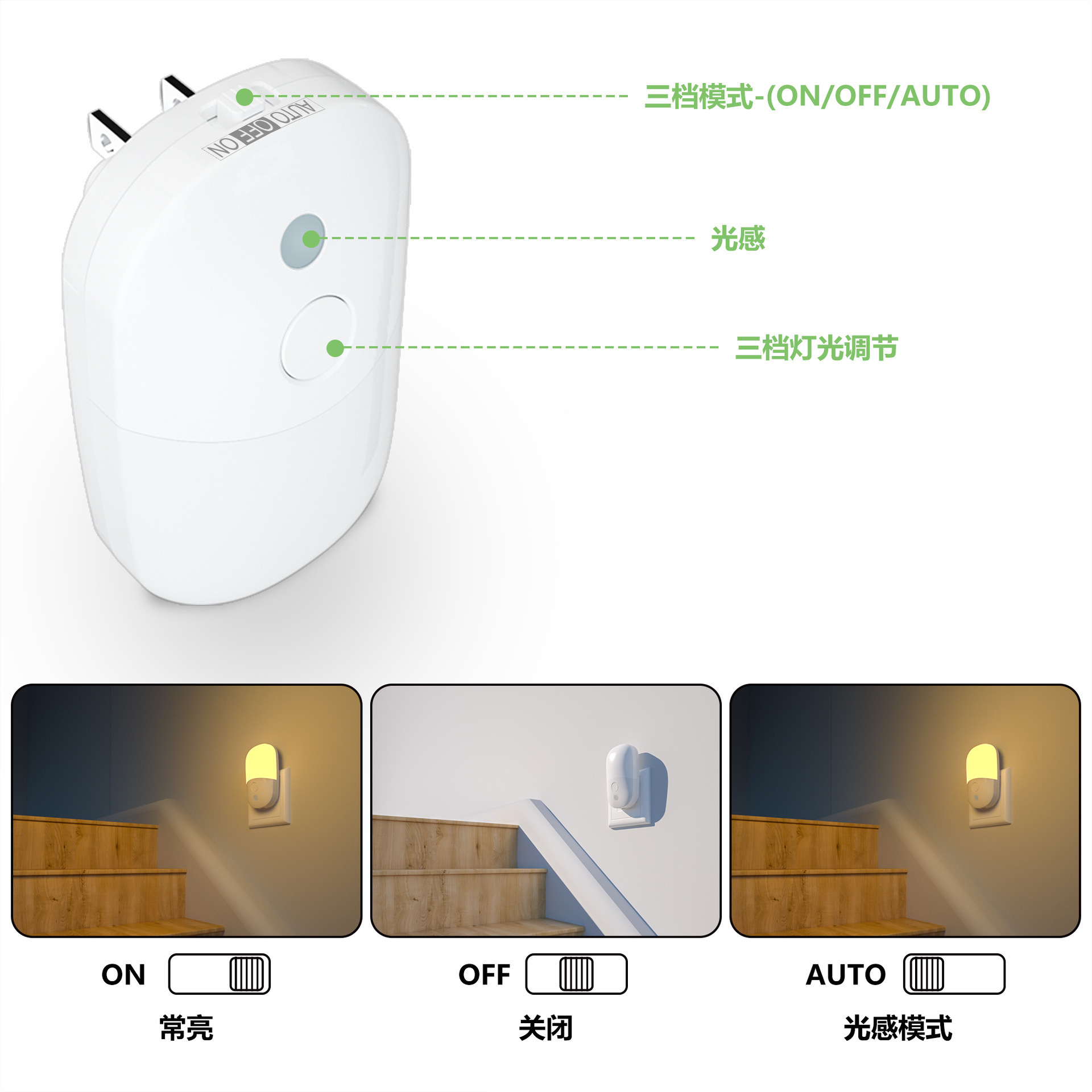 Sleeping Lamp Plug in Night Light Lamp Plug-in Auto Sensor Control LED Wall Socket Baby Modern