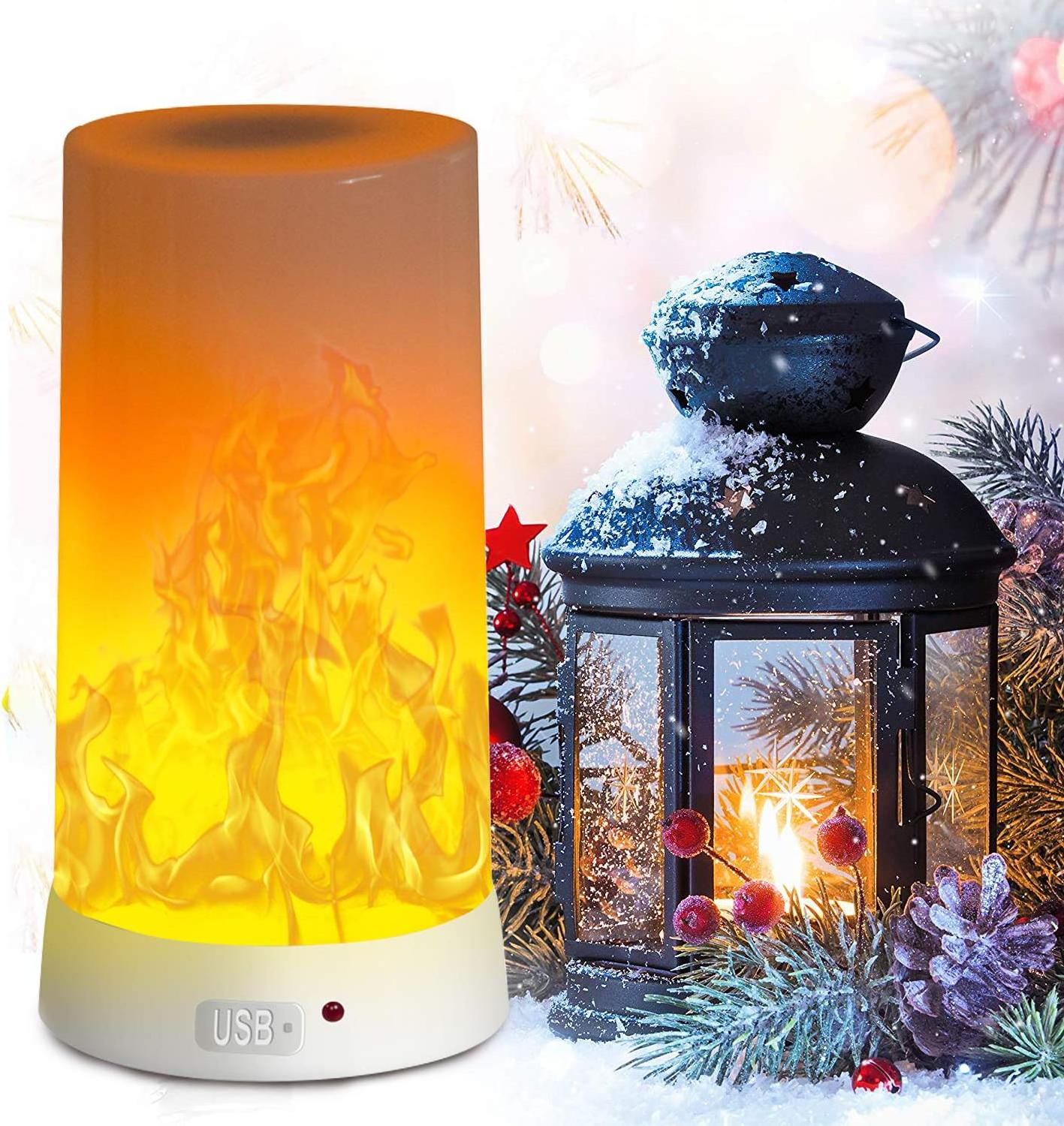 4 Modes Fire Campfire Decoration Lantern Hanging Lamps USB Rechargeable Fireplace Romantic LED Flame Light For Party Camping Bar