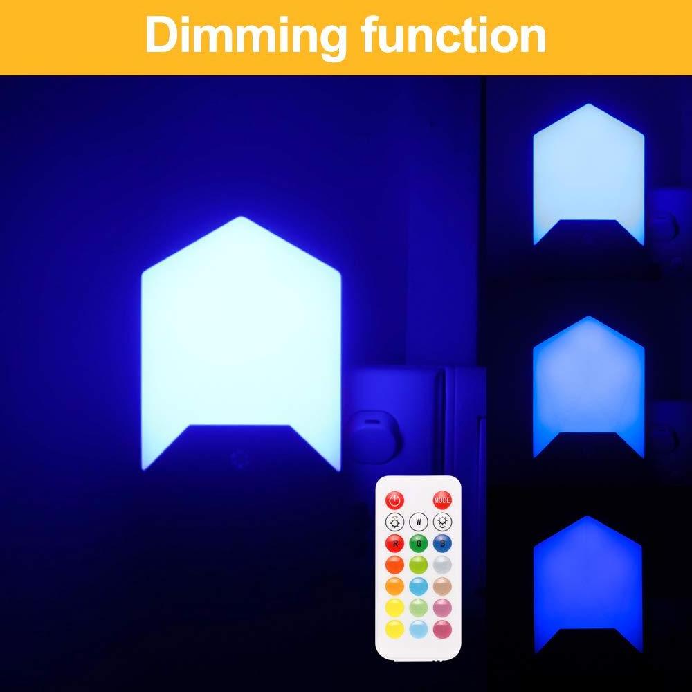 LED Night Light, RGB Smart Remote Control Night Lights Plug in Wall,Dimming & Memory Function 4 Modes &16 Colors