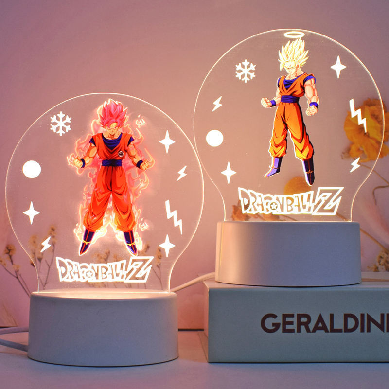 Japanese Anime Figurine Kids Cartoon Dragon Ball Z Figures 3d Acrylic Night Lamp Table Bedroom Lighting For Kids Baby Usb Cable