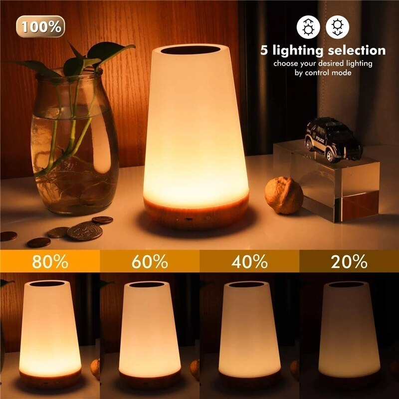 Table Lamp Bedside Lamp For Bedroom 13 Color Changing Touch Night Light RGB Remote Dimmable USB Rechargeable Portable Room Light