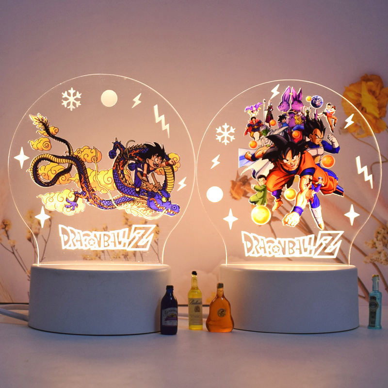 Japanese Anime Figurine Kids Cartoon Dragon Ball Z Figures 3d Acrylic Night Lamp Table Bedroom Lighting For Kids Baby Usb Cable