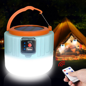 1000 Watts Bulb Portable Emergency Lamp Solar Bombillas Rechargeable Work Repair Light BBQ Led Camping Lantern With Remote Cont