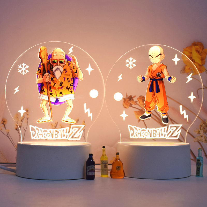 Japanese Anime Figurine Kids Cartoon Dragon Ball Z Figures 3d Acrylic Night Lamp Table Bedroom Lighting For Kids Baby Usb Cable