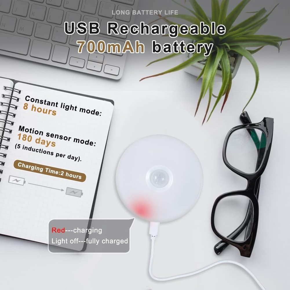 Under Closet Cabinet Counter Battery Operated Touch Motion Sensor Led Puck Night Lights For Kitchen Stairs Hallway