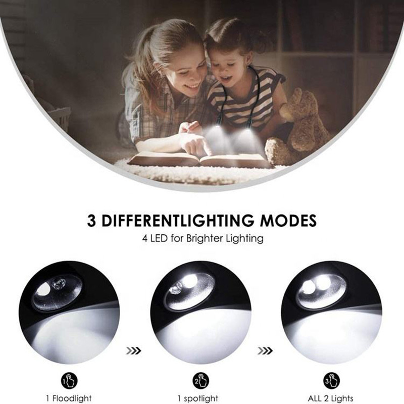 Rechargeable 4 Super Bright LED Book Light, 3 Level Control Reading Neck Hug Light Reading Lights for Books in Bed at Night