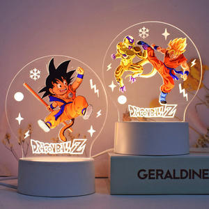 Japanese Anime Figurine Kids Cartoon Dragon Ball Z Figures 3d Acrylic Night Lamp Table Bedroom Lighting For Kids Baby Usb Cable