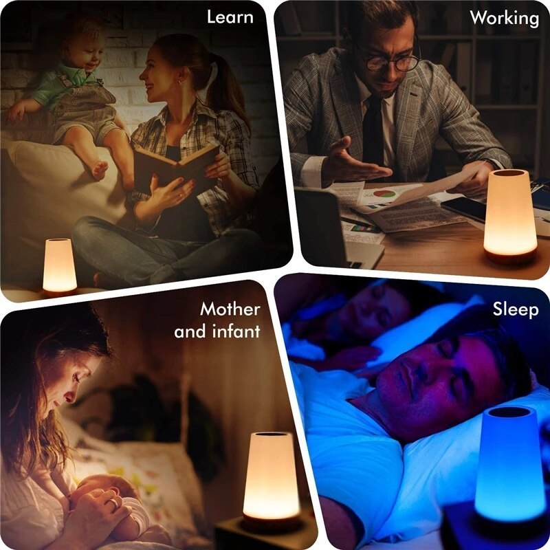 Table Lamp Bedside Lamp For Bedroom 13 Color Changing Touch Night Light RGB Remote Dimmable USB Rechargeable Portable Room Light