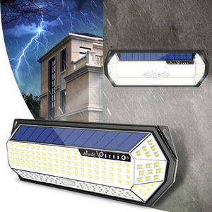 Hot Sale 18650 Rechargeable Battery Powered Waterfpfoof IP65 196 leds PIR Motion Solar Sensor Wall Light