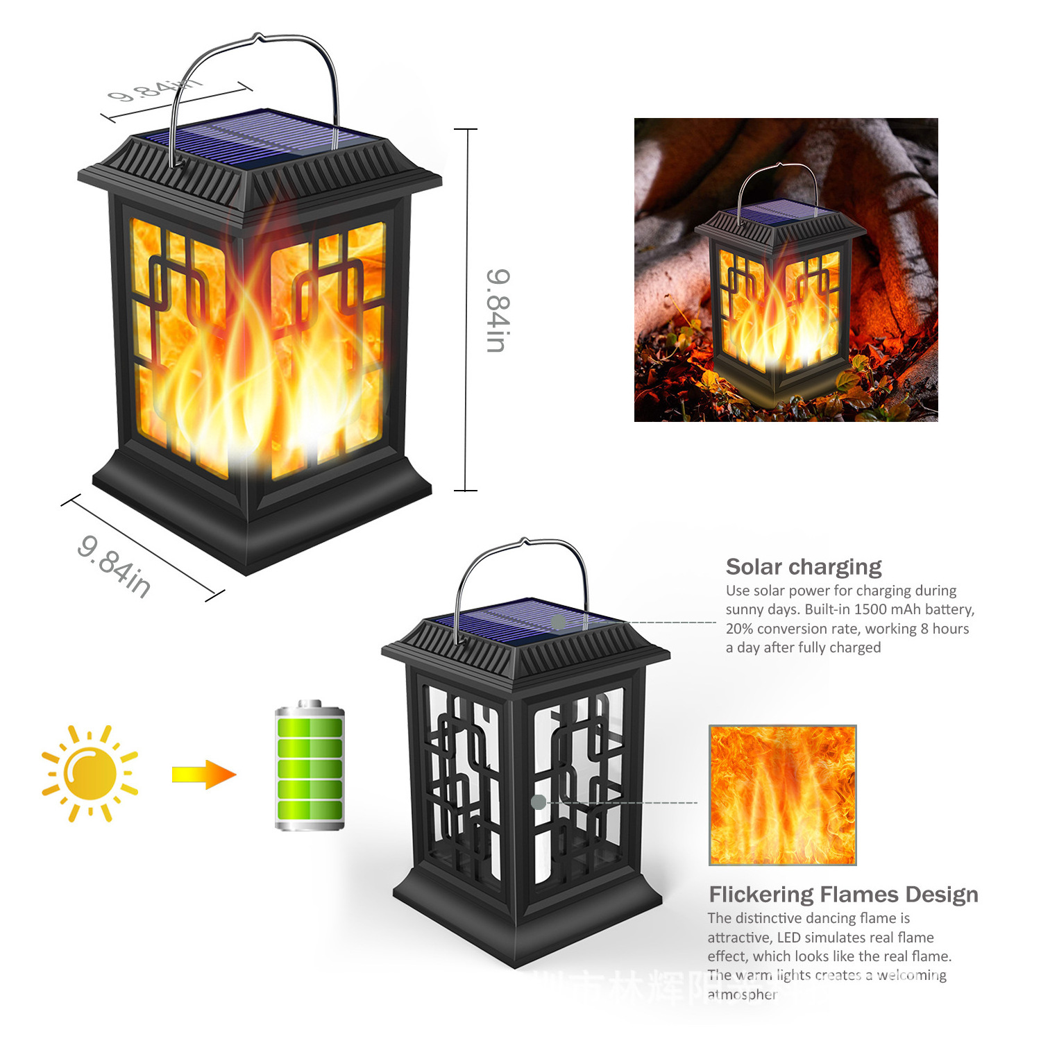 New Hanging Solar Lantern Outdoor Lights, Upgraded Waterproof Flickering Flame Solar Lanterns Lights For Yard Patio Garden Decor