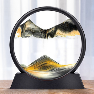 Moving Sand Art Picture 3D LED Light Dynamic Flowing Art Hourglass Quick Sand Lamp Quicksand Painting Table Lamp